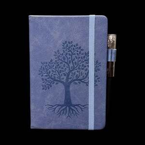 Dark Sky Blue Tree of Life Embossed Small Hardcover Lined Journal with Pen